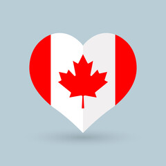 Heart symbol, Canadian flag, vector illustration