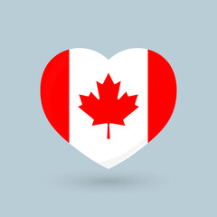 Heart symbol, Canadian flag, vector illustration