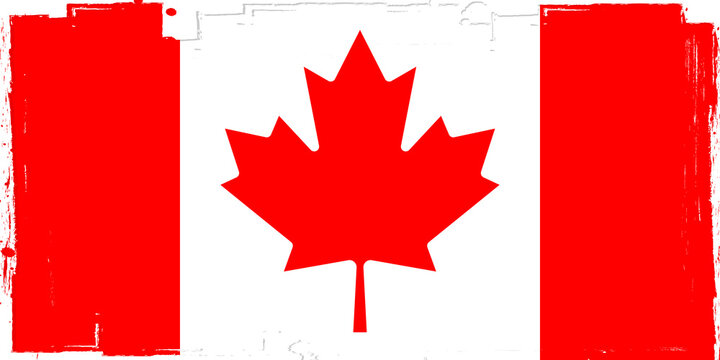 Canadian flag, banner with grunge brush. Poster with flag of Canada.