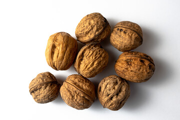 Walnuts isolated on white background