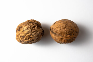 Two Walnuts isolated on white background