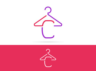 Letter C hanger logo design. Vector combination of hook and letter