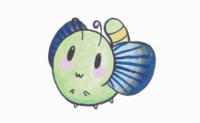 Cute and Funny Watercolor Dragonfly/Butterfly Flying Happily