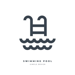 Fototapeta premium Swimming pool ladder thin line icon.