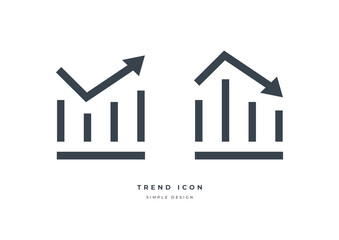 Business market trend graph icon isolated on white background. Trend with arrow going up and down.