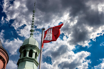 Hamburg flag waving in the wind