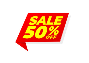 Sale 50% off banner. Special offer price sign. Advertising discounts symbol.