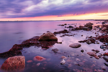 Fototapeta premium Rocks in and around the Baltic Sea at sunset