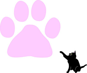 猫の肉球と可愛いハート Wall Mural Wallpaper Murals Lgnelbd3uylm
