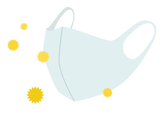 花粉の付着したマスクのイラスト(ベクター&透過)
