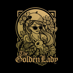 vector illustration of a golden lady