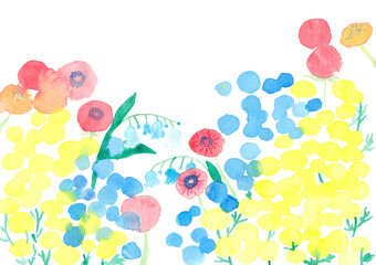 Naklejka premium 野花の水彩イラスト