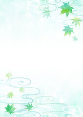 水彩背景 流水紋の夏のフレーム