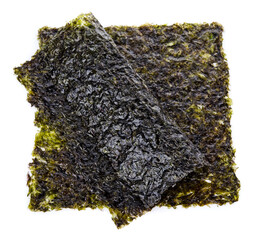 Top view of seaweed isolated on white background