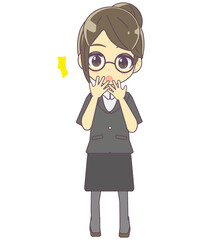 驚いている表情女性教員のイラスト素材