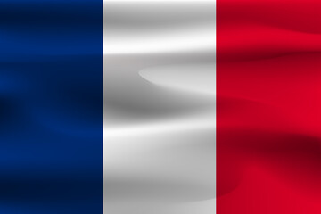 A French flag with a beautiful wrinkle and weight.	