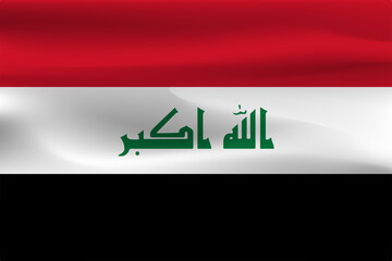 Iraqi flag wrinkled with beautiful fabric weight flags.