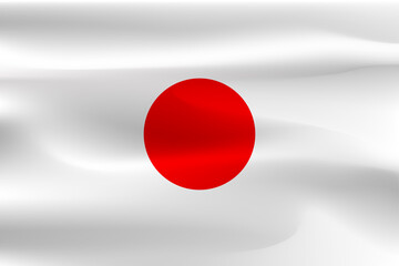 The Japanese flag with a beautiful wrinkle and weight.	