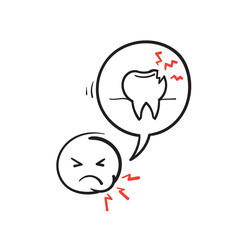 hand drawn doodle tooth ache icon illustration vector isolated background