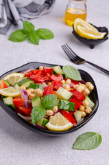 Salad of fresh vegetables with chickpeas