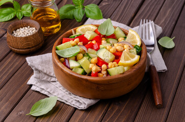 Salad of fresh vegetables with chickpeas