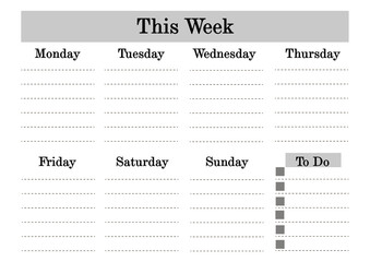 Blank notepad sheet and calendar for your congratulatory message. Closeup, top view. No people. Concept of preparation for a holiday. Congratulations for relatives, friends and colleagues