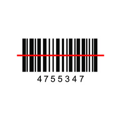 barcode vector with a red line cut in the middle