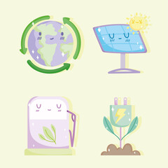 ecology cartoon set