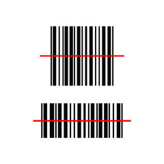 two barcodes with a red line crossing the middle