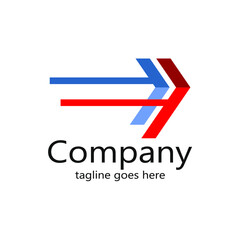 Two-line abstract logo sticking in two directions