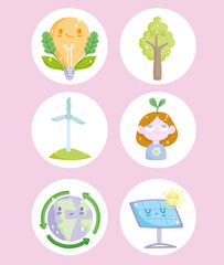 ecology cartoon icons