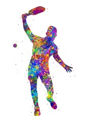 Obraz na płótnie Canvas Pickleball sport watercolor art, abstract painting. sport art print, watercolor illustration rainbow, colorful, decoration wall art.