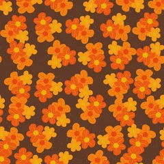 Fototapeten Vintage coloured flowers vector seamless repeat pattern print background © Doeke