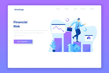 Flat illustration landing page of financial risk. Illustration for websites, landing pages, mobile applications, posters and banners.	

