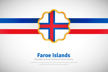 Artistic happy national day of Faroe Islands with country flag in golden circular shape greeting background