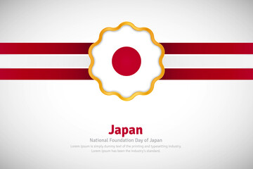 Artistic happy national foundation day of Japan with country flag in golden circular shape greeting background