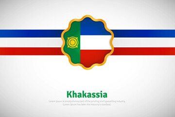 Artistic happy national day of Khakassia with country flag in golden circular shape greeting background