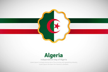 Artistic happy independence day of Algeria with country flag in golden circular shape greeting background