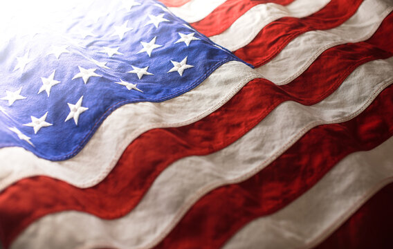USA background of waving American flag. For 4th of July, Memorial Day, Veteran's Day, or other patriotic celebration.