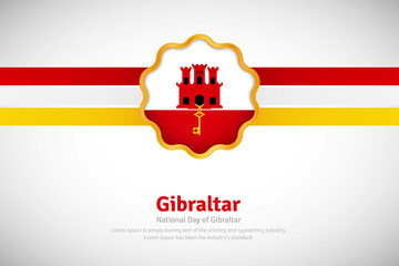 Fototapeta premium Artistic happy national day of Gibraltar with country flag in golden circular shape greeting background