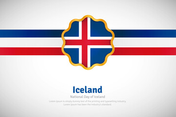 Artistic happy national day of Iceland with country flag in golden circular shape greeting background