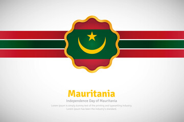 Artistic happy independence day of Mauritania with country flag in golden circular shape greeting background