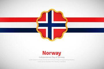 Artistic happy independence day of Norway with country flag in golden circular shape greeting background
