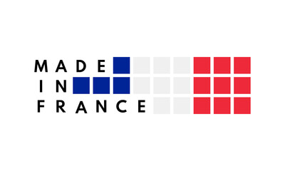 made in france, vector logo with french flag painted squares