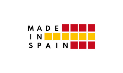 made in spain, vector logo with spanish flag painted squares