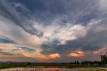 夏の夕焼けリフレクション