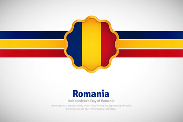 Artistic happy independence day of Romania with country flag in golden circular shape greeting background