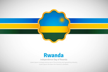 Artistic happy independence day of Rwanda with country flag in golden circular shape greeting background