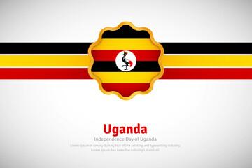 Artistic happy independence day of Uganda with country flag in golden circular shape greeting background