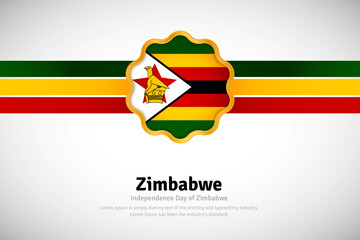 Artistic happy independence day of Zimbabwe with country flag in golden circular shape greeting background